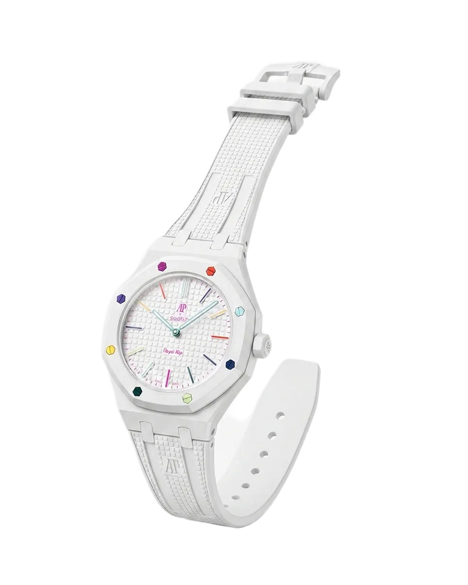 Royal Pop Bracelet Huit Blanc — bracelet silicone premium pour Swatch x Audemars Piguet Royal Pop